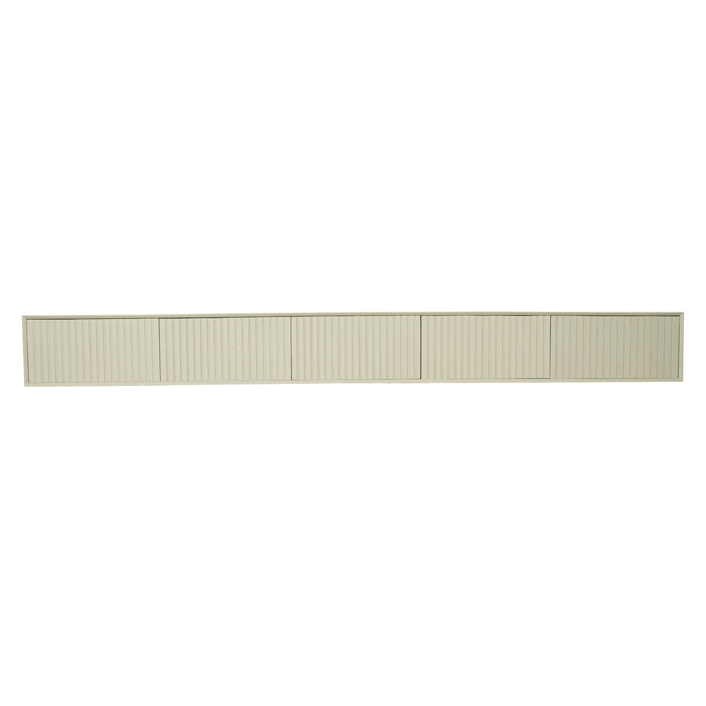 TV-Board Mandy Sand 280 x 35 x 30 cm – Schwebendes TV-Board aus Mangoholz mit Lamellentüren & Push-to-Open