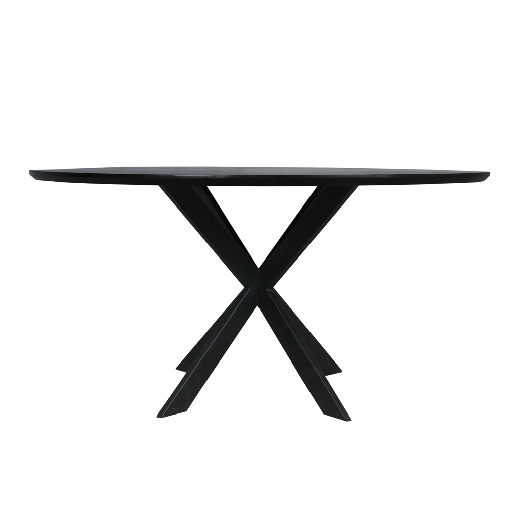 Runder Esstisch Evoque Schwarz – Ø150 cm, FSC-Eiche mit Schweizer Kante