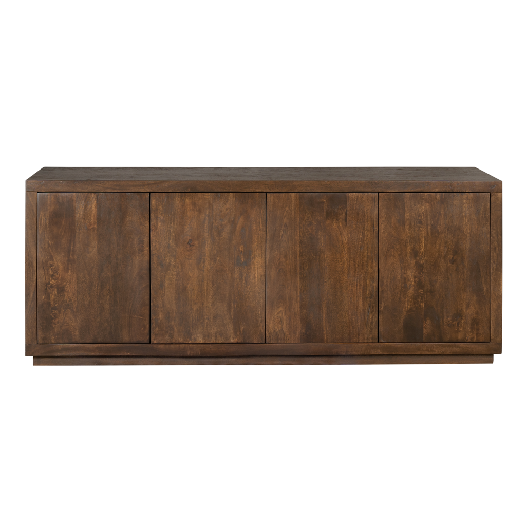 Sideboard Bali Braun 200x45x80 cm – Mangoholz Kommode mit Push-to-Open Türen & viel Stauraum
