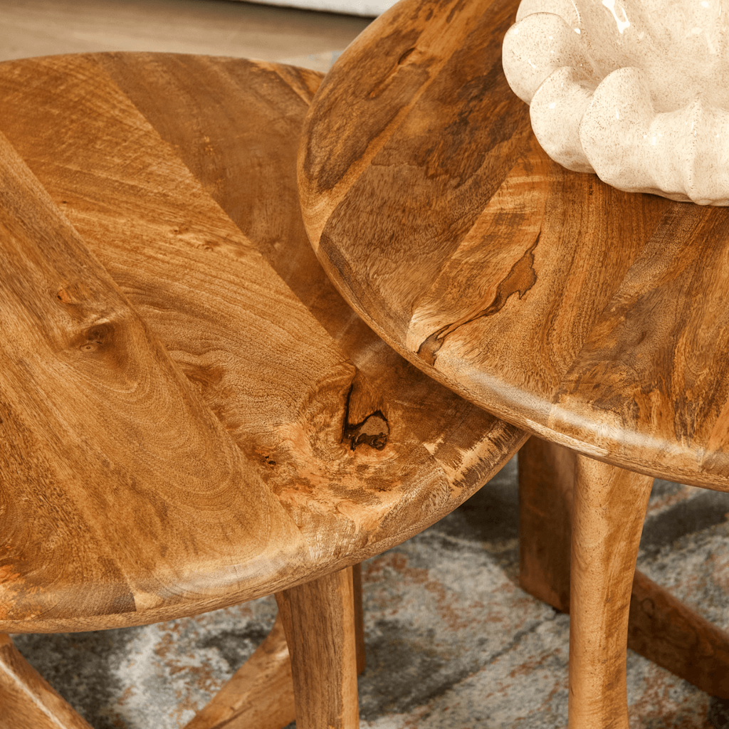 Beistelltisch Mia Natur – quadratischer Tisch aus Mangoholz, 60 x 60 x 45 cm, robust & elegant, kombinierbar mit Couchtisch Mia