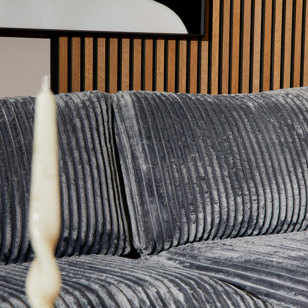 Ecksofa Teddy Anthrazit – MeinLieblingsPlatz Kollektion, Cord Bezug, Recamiere rechts, 271×199×87 cm, Nosag-Federung & Buchenholzrahmen