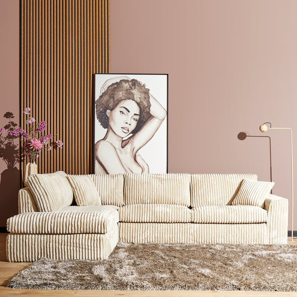 Ecksofa Teddy – Cord Eckcouch in L-Form mit Nosag-Federung & Kaltschaum, Buchenholzrahmen, MeinLieblingsplatz by BENEDO, 271 × 199 × 87 cm