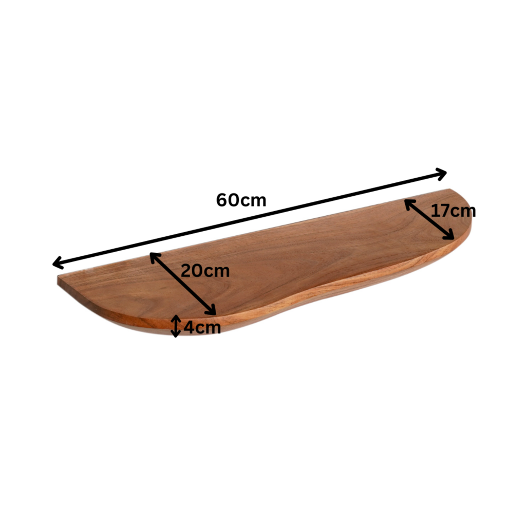 Wandregal TreeLine – 2er-Set Wandboard aus Akazienholz, Natur Finish, 60 x 20 x 4 cm