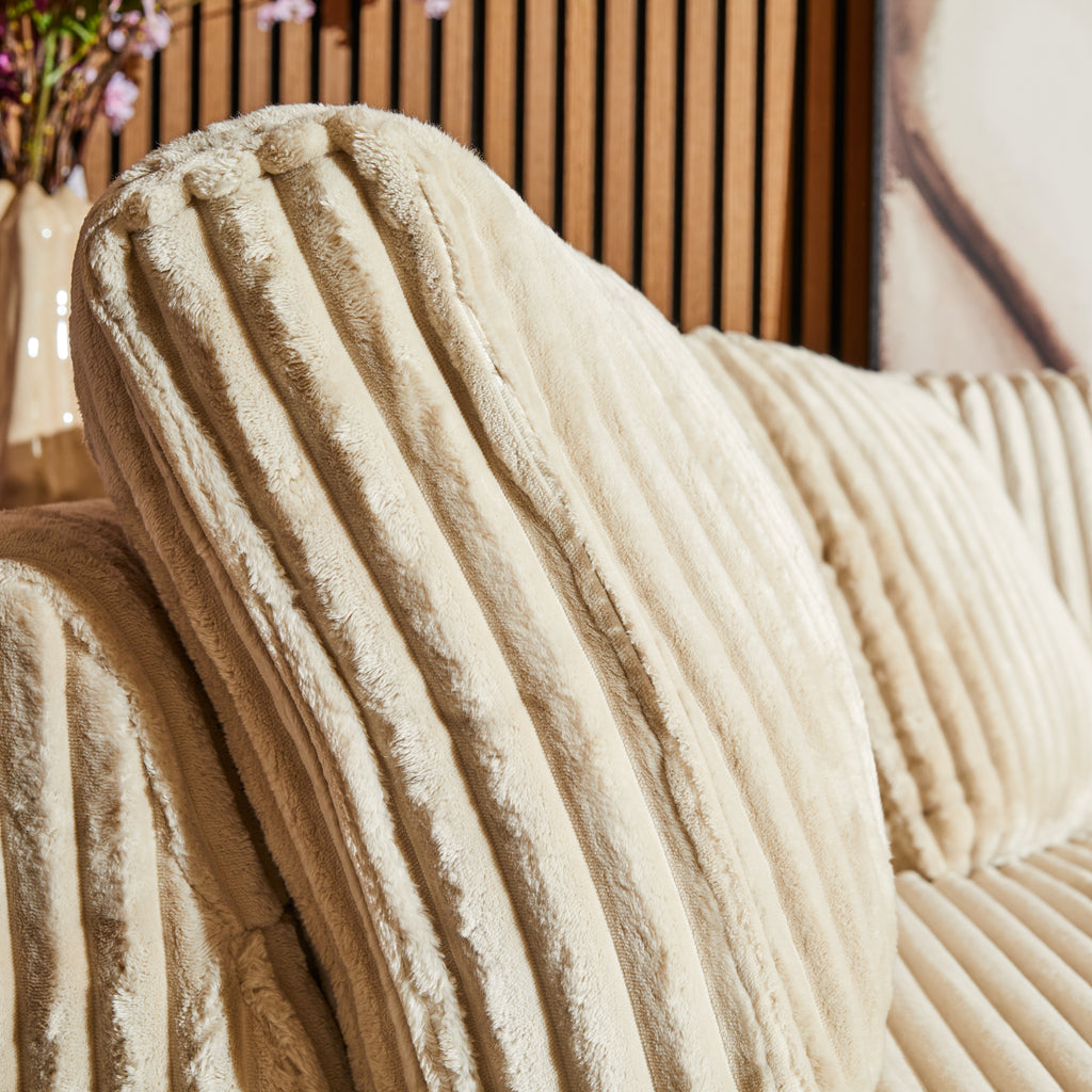 Ecksofa Teddy Beige mit Recamiere rechts – 271×199×87 cm, Sofa mit Cordbezug & stabilem Buchenholzrahmen, MeinLieblingsplatz Kollektion