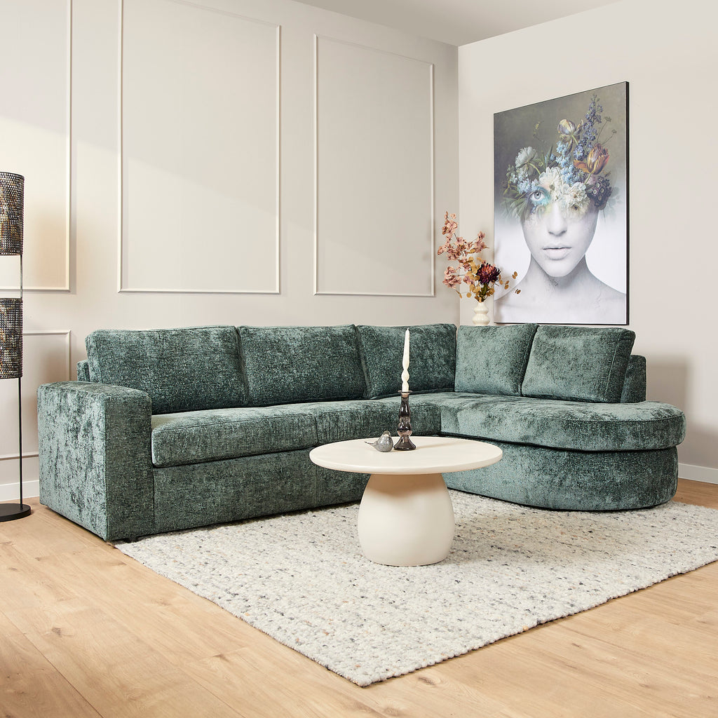Sofa Veronika Grün 264x192x84 cm – 2,5-Sitzer Ecksofa mit abgerundetem Ottomane Rechts -  von MeinLieblingsplatz