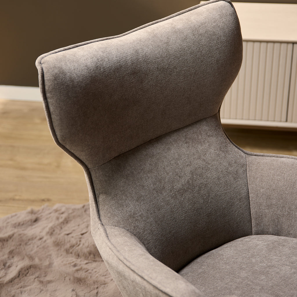 Sessel Jenny 76x78x102 cm – Drehbarer Relaxsessel in Taupe mit Metallfuß