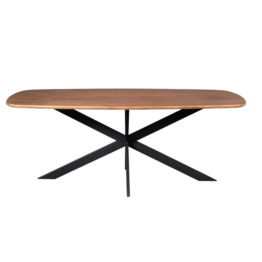 Esstisch Noble – Mangoholz & Metall, Klarlack, 240 x 110 x 76 cm