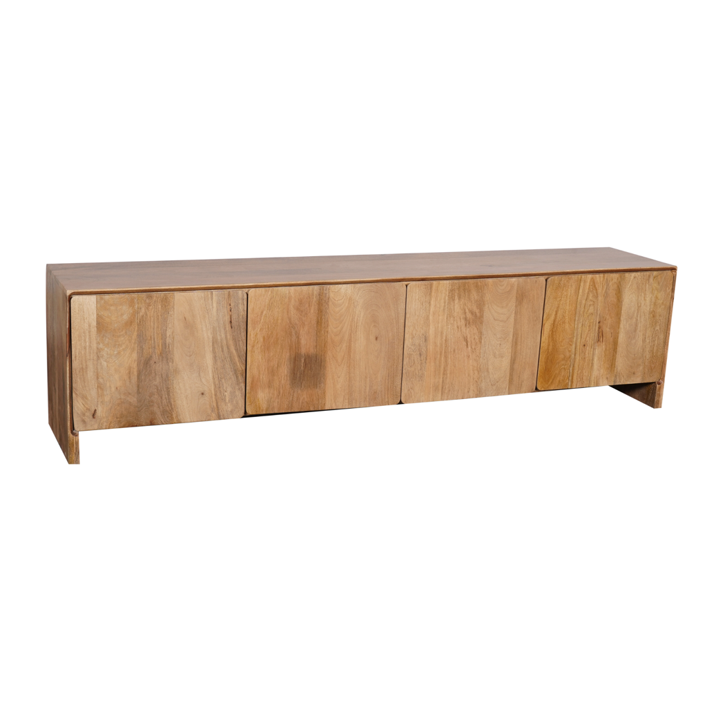 TV-Board TeTey – Mangoholz, 4 Türen, 200 x 40 x 50 cm