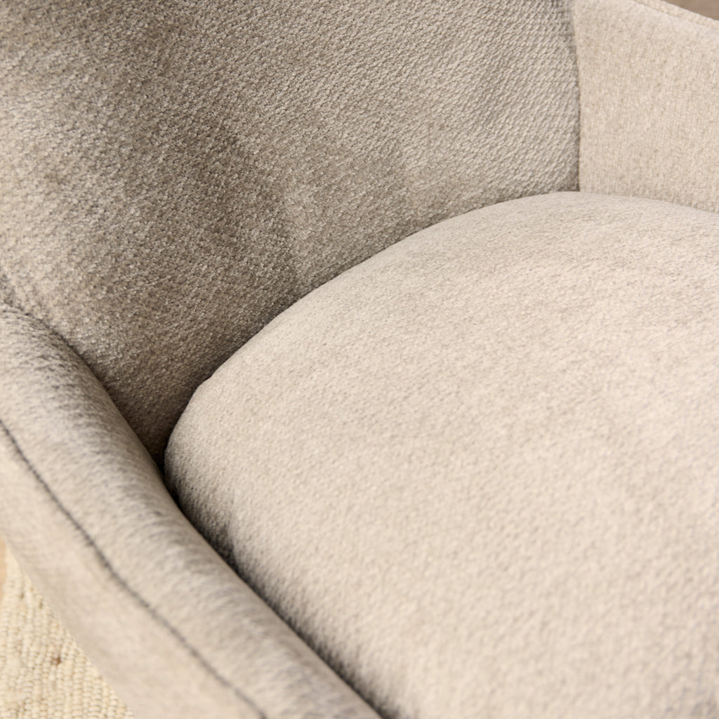 Sessel Olivia Taupe mit Hocker – Drehbarer Relaxsessel Taupe,  77×85×108 cm inkl. Fußhocker