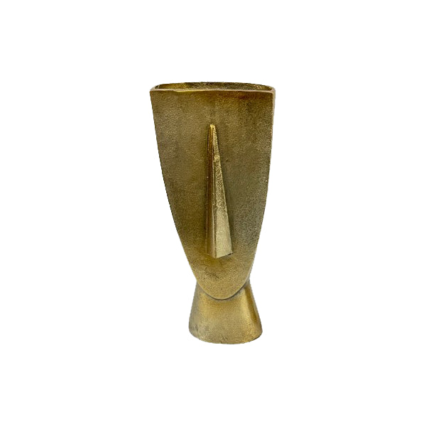 Vase Fin Large 16x8x39 cm – Aluminium in Antikgold, dekorative Metallvase für modernes Wohnen