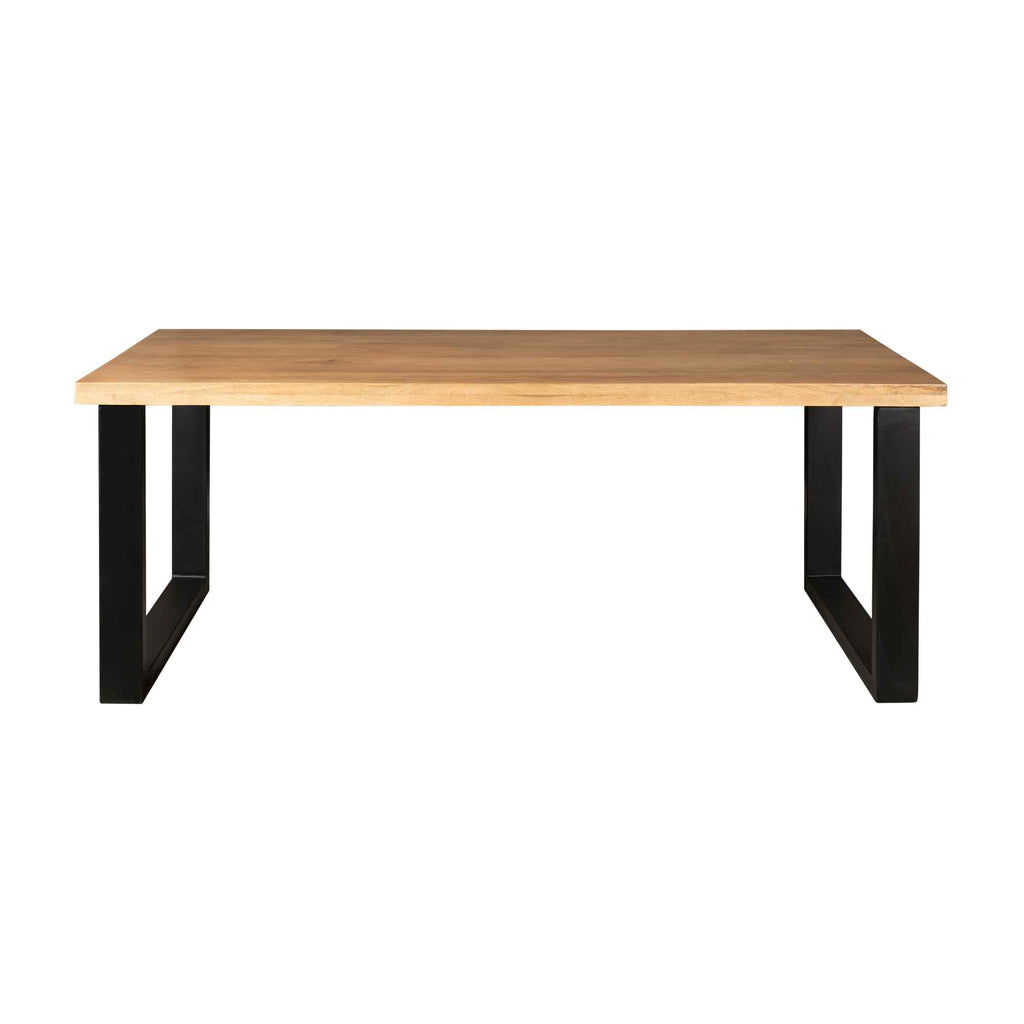 Rechteckiger Esstisch Delta – Mangoholz & Metall, 240 x 100 x 76 cm, schwarze U-Beine, modernes Design