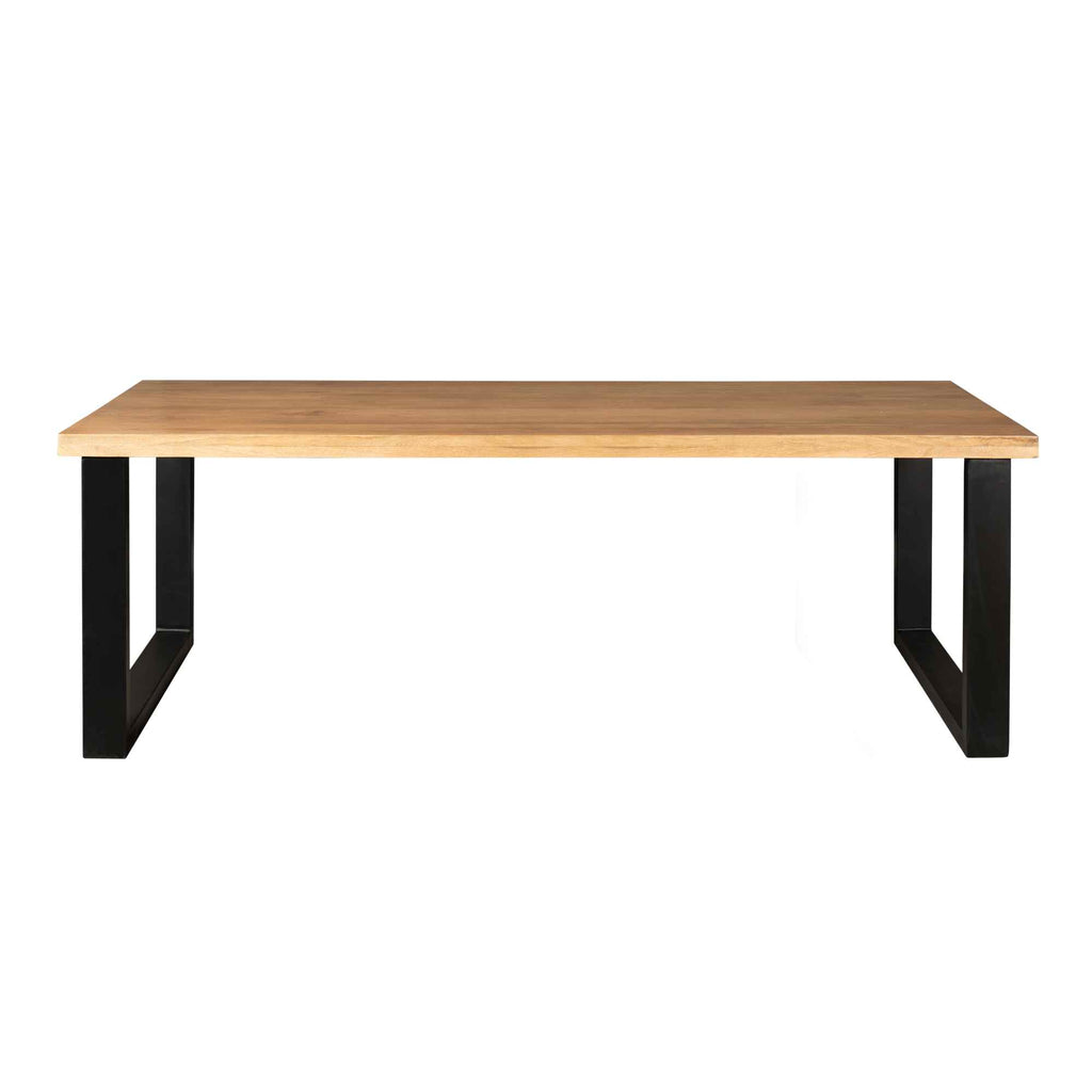 Esstisch Delta – Rechteckiger Mangoholztisch mit schwarzem U-Gestell, 300 x 100 x 76 cm