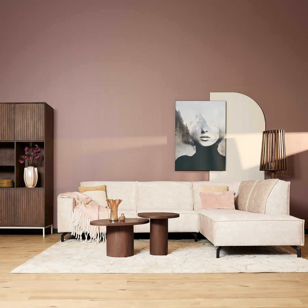 Ecksofa Famous&Glamor Beige 285x210x82 cm – MeinLieblingsplatz Sofa mit Recamiere rechts, Luxus & Komfort