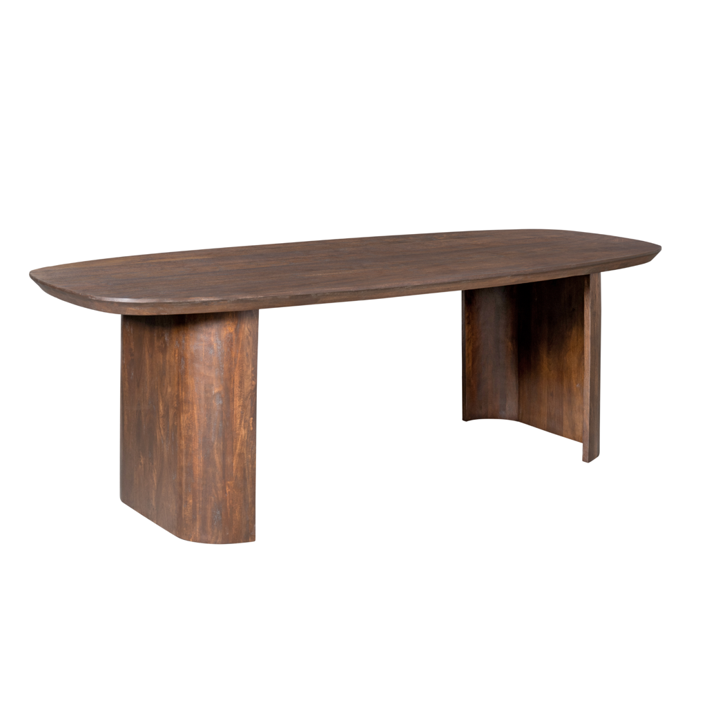 Esstisch Lunero Braun – Massivholz Esstisch aus Mangoholz mit halbrunden Beinen, 200 x 100 x 76 cm