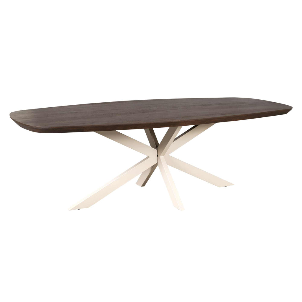 Esstisch Mandy Brown – Mangoholz in Braun, Tischbein mit Sand-Finish, 240 x 110 x 76 cm, modern & elegant
