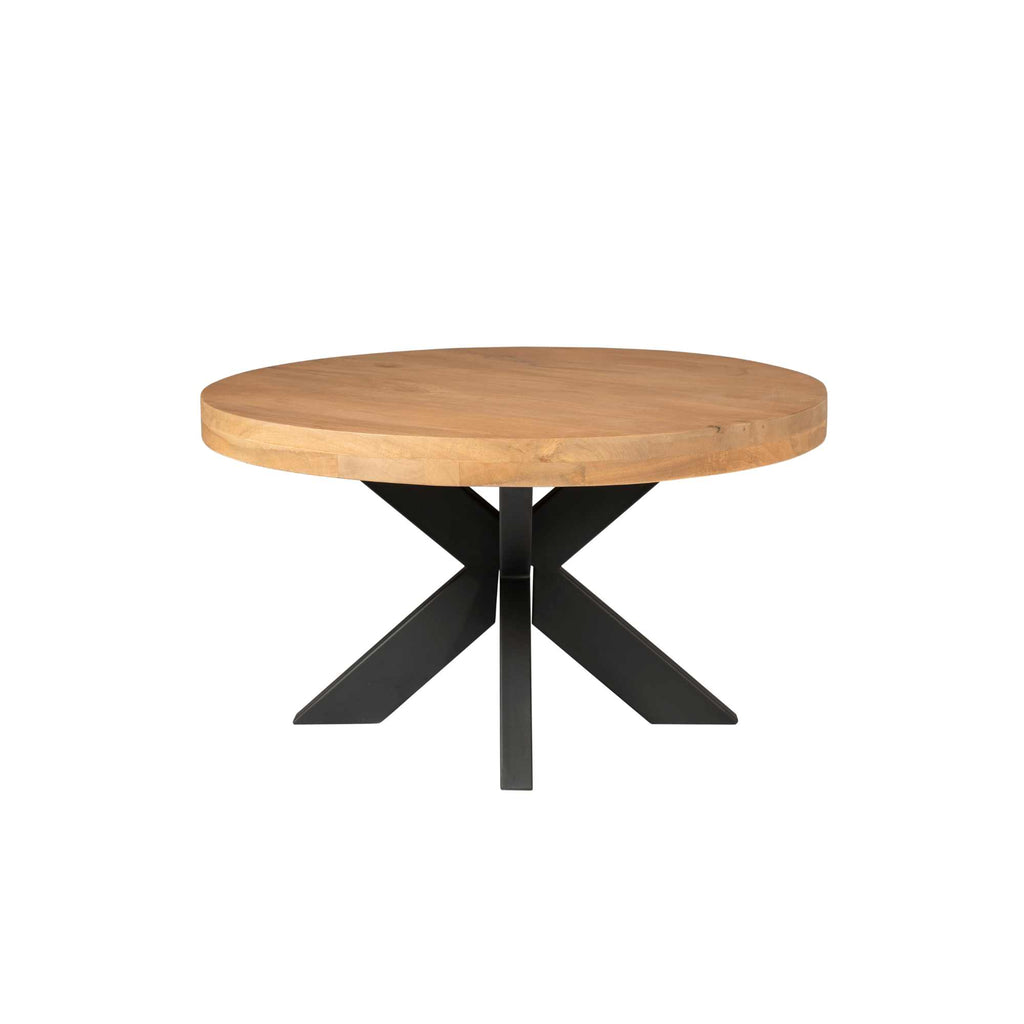 Couchtisch Delta Rund – Mangoholz & Metall, 80 cm