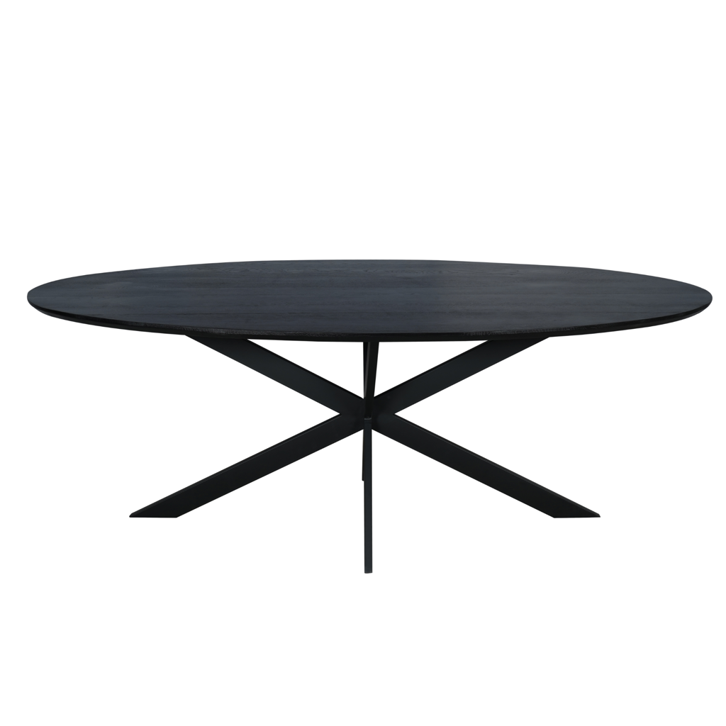Esstisch Ferris Schwarz – FSC-zertifizierter Massivholztisch mit Gestell, 240 x 110 x 76 cm