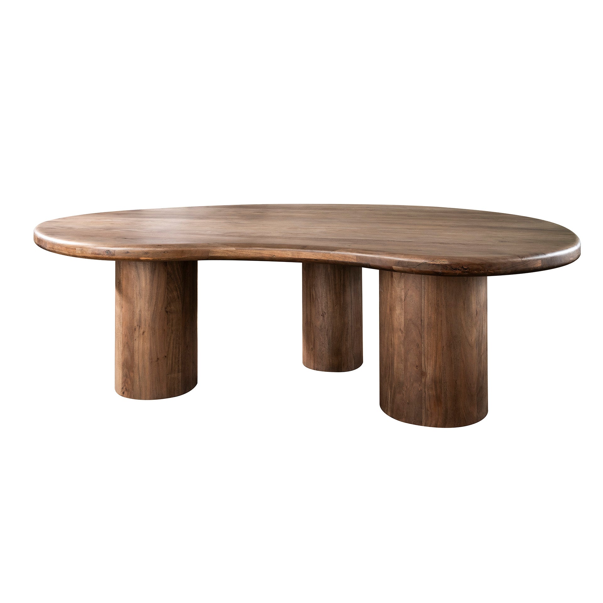 Esstisch Energia 244x165x77 cm – Massivholz Akazie Braun mit skulpturalen Zylinderbeinen für 8–10 Personen