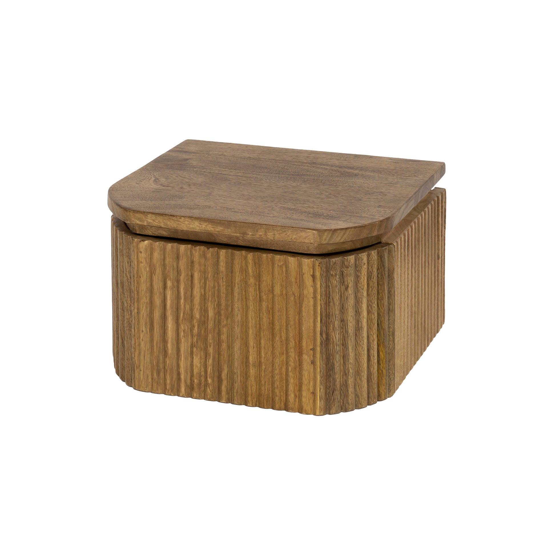 Nachttisch Nuvino XS – Mangoholz Sand mit Wellenmuster & Schublade, 32 x 30 x 19 cm