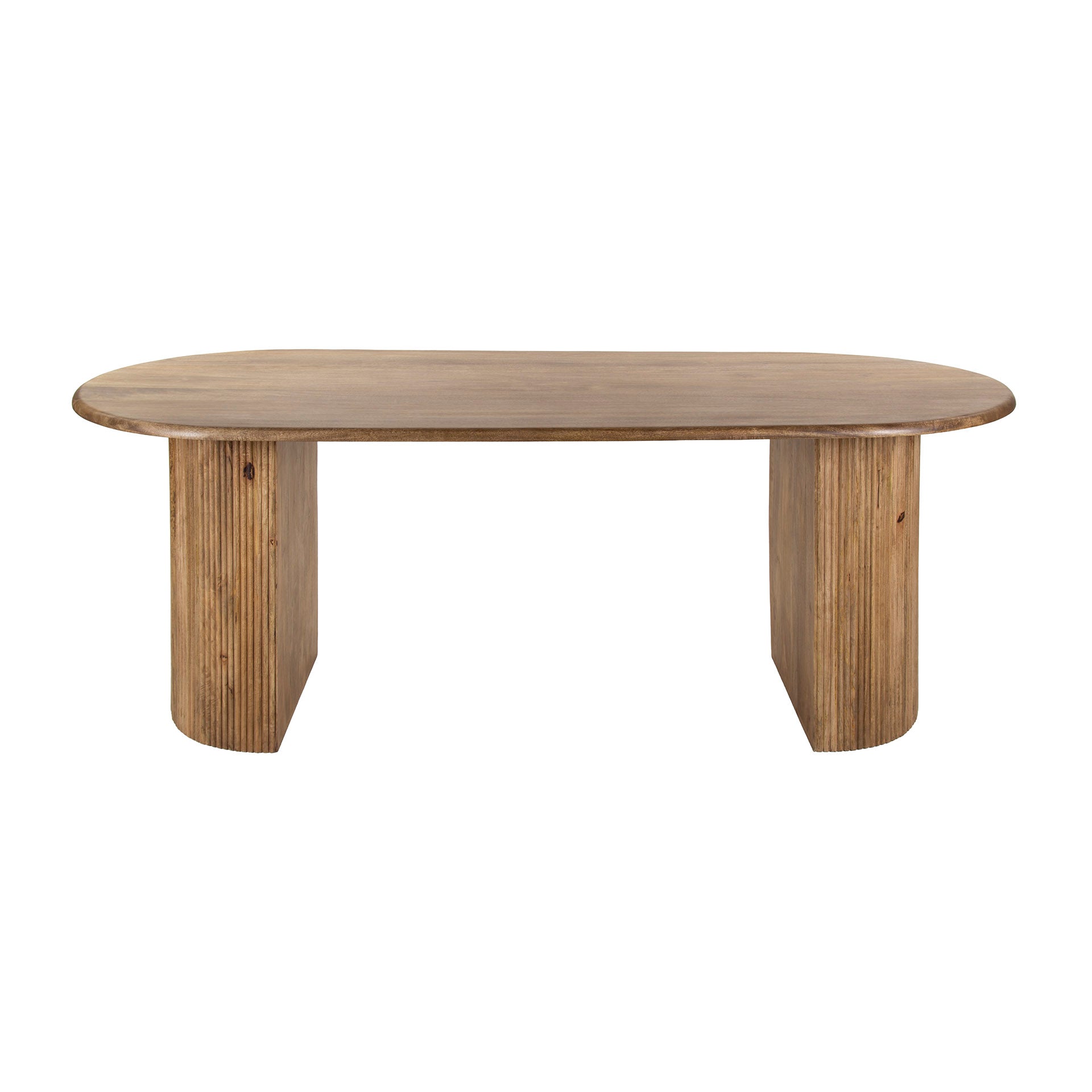 Esstisch Nuvino 215x90x78 cm – sandfarbenes Mangoholz mit Halbmonden & modernem Design