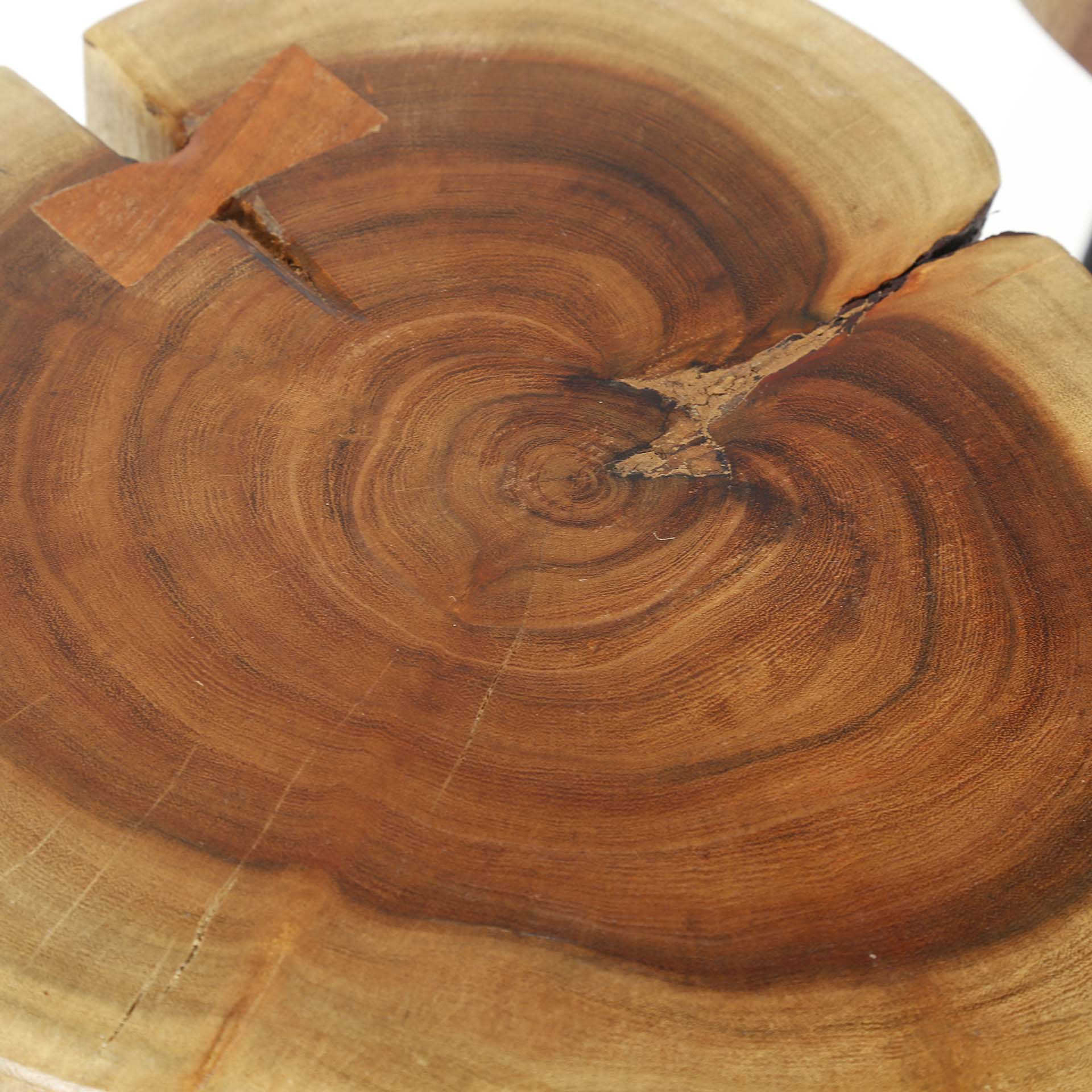 Beistelltisch Albero Ø32 cm – Akazienholz-Baumscheibe mit Stahlgestell, 45 cm hoch