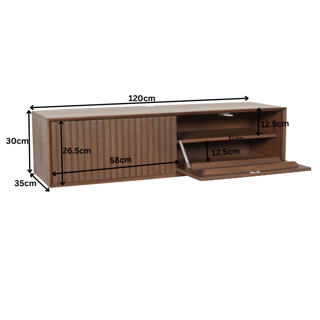 Bücherregal Bali Schwarz – Mangoholz mit modernem Design, 5 offene Fächer & 2 Türen mit Push-to-Open, 90 x 45 x 200 cm