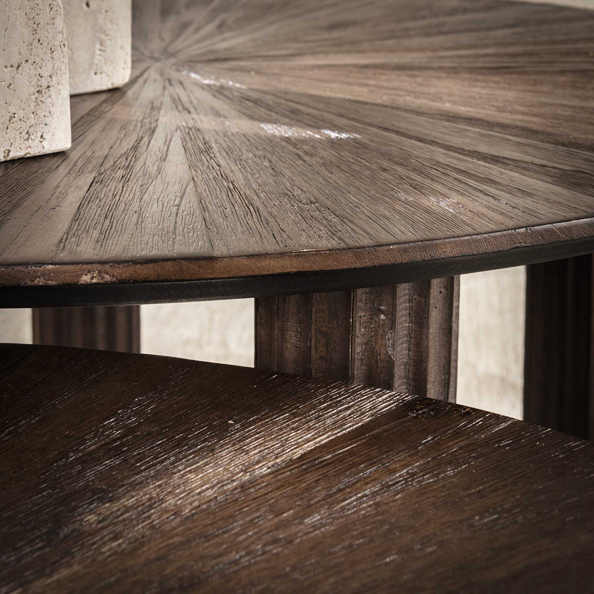 Couchtisch Set/2 Tevara – dreieckige Tische aus massivem Teakholz in Dunkelbraun, 75x61x45 cm & 75x61x38 cm
