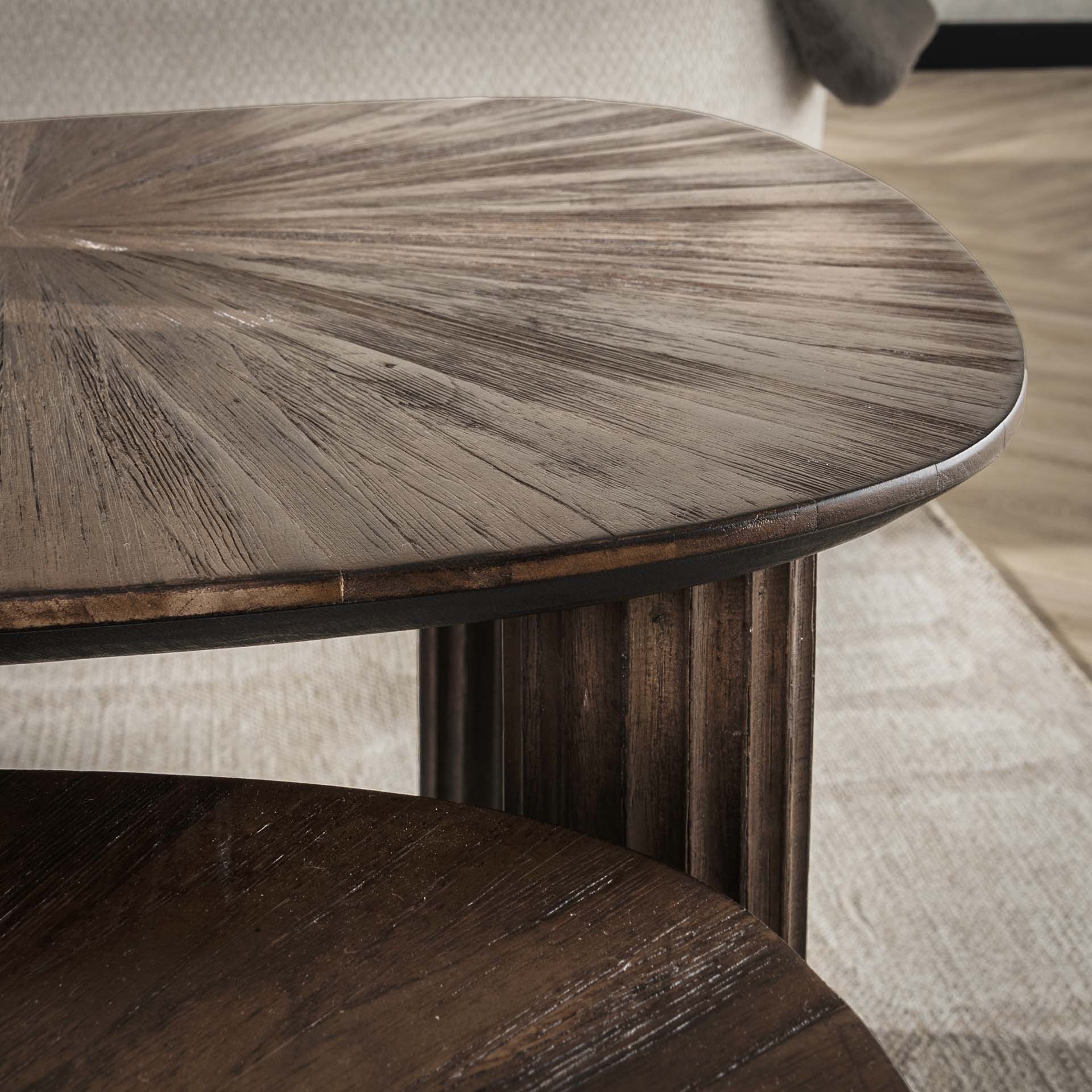 Couchtisch Set/2 Tevara – viereckige Tische aus massivem Teakholz in Dunkelbraun, 62x51x42 cm & 54x44x38 cm