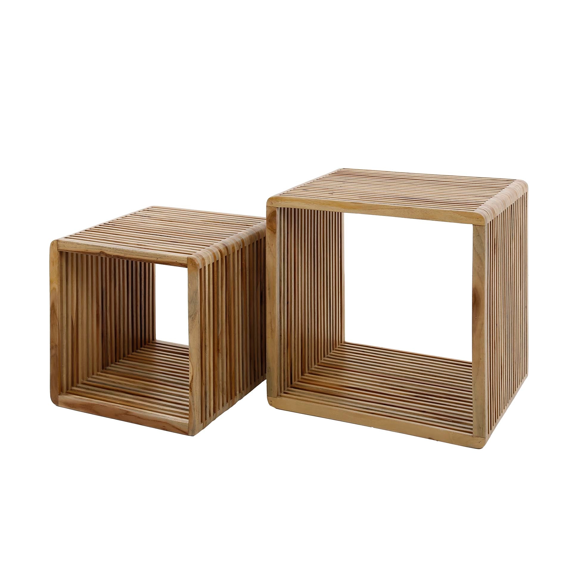 Couchtisch set/2 rib / Verwitterten Teakholz