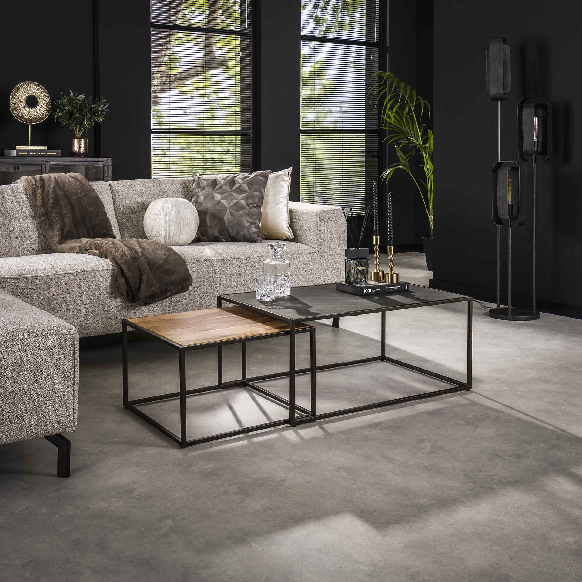 Couchtisch set/2 slate mix / Shiefer