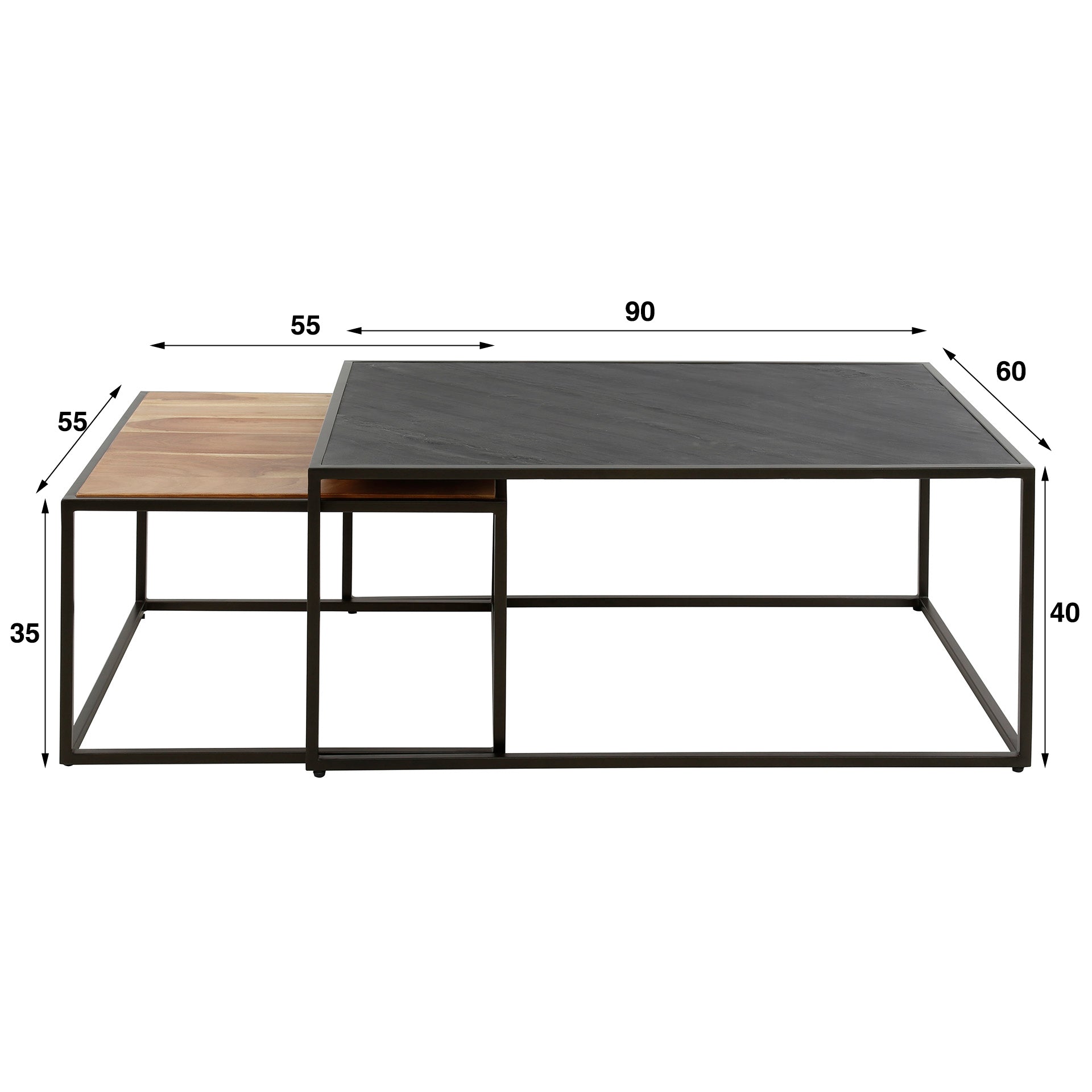Couchtisch set/2 slate mix / Shiefer