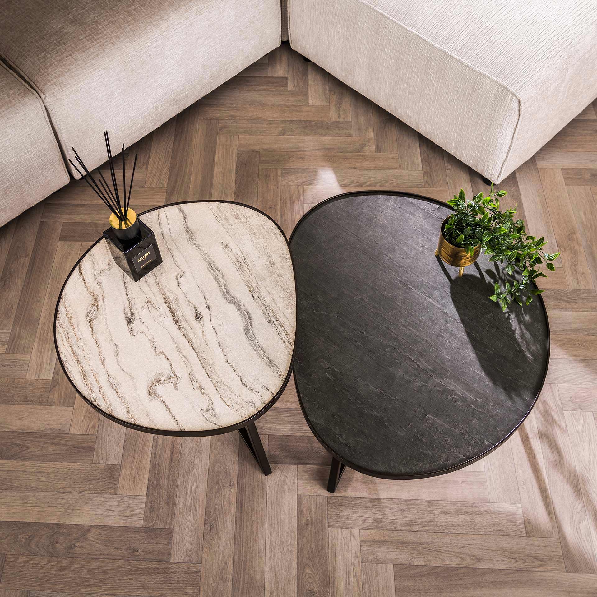 Couchtisch set/2 slate Dreieck / Shiefer