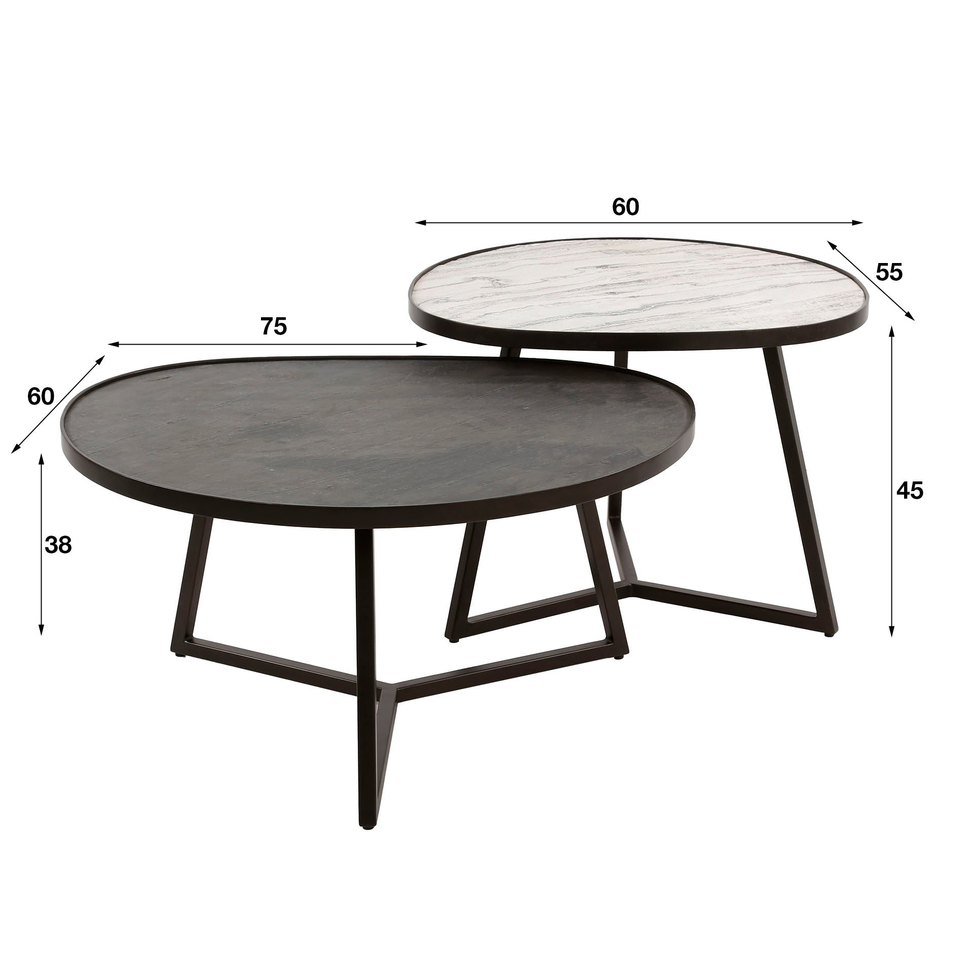 Couchtisch set/2 slate Dreieck / Shiefer