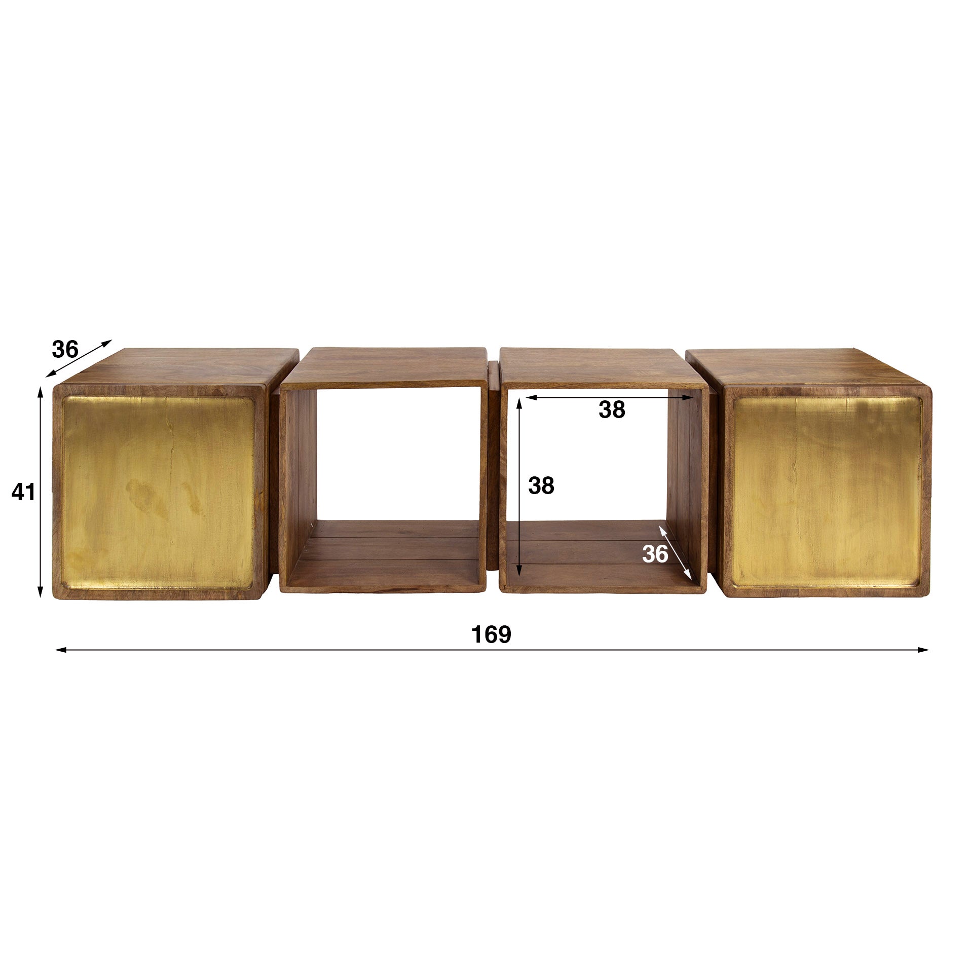 Sideboard & Kommode Bellaro – Mangoholz mit Messing-Akzenten, 2 Türen & offene Fächer, modern & elegant