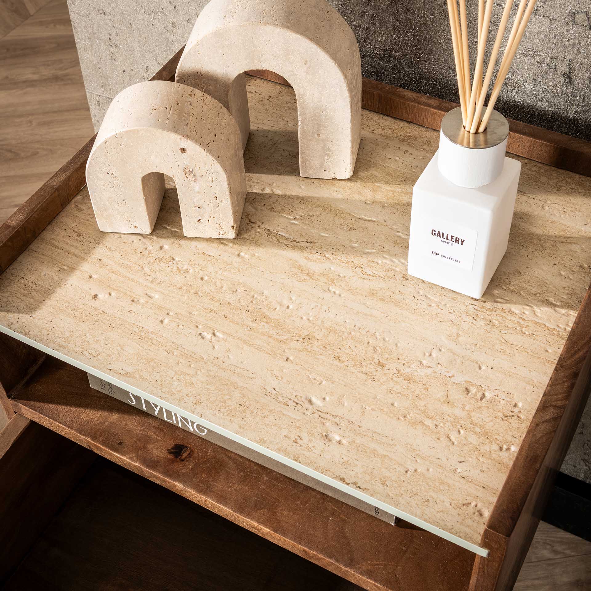 Beistelltisch – Prisma Pure – Massivholz Mango Sandfarbe