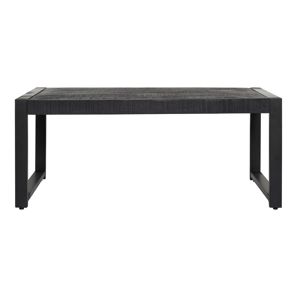 Couchtisch Bori Schwarz – Rechteckiger Tisch aus Mangoholz & Metall, 110 x 60 x 45 cm