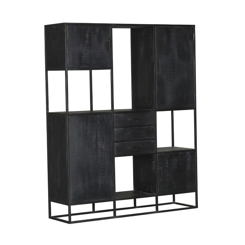 Schrank Delta Supreme XXL – Mangoholz Schwarz, 160 x 45 x 200 cm