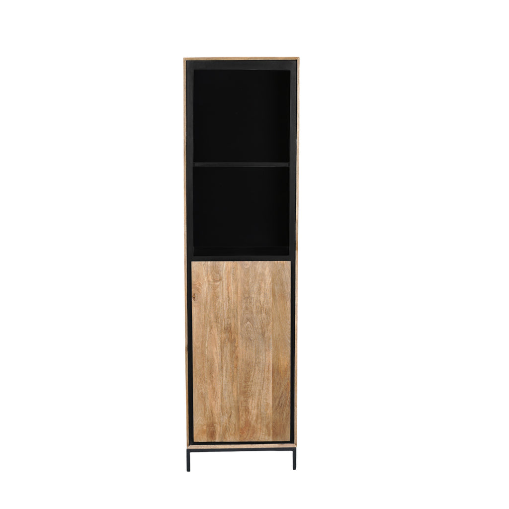 Regalschrank Rois – Mangoholz & Metall Schwarz, 60 x 45 x 220 cm