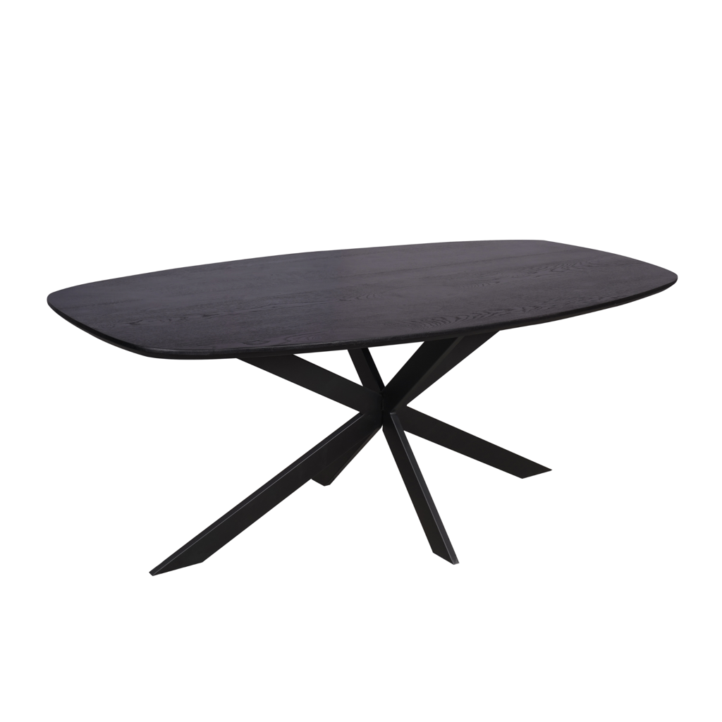 Esstisch Evoque 200x100x76 cm – FSC®-zertifizierte Eiche, massive Tischplatte in Schwarz & modernes Gestell