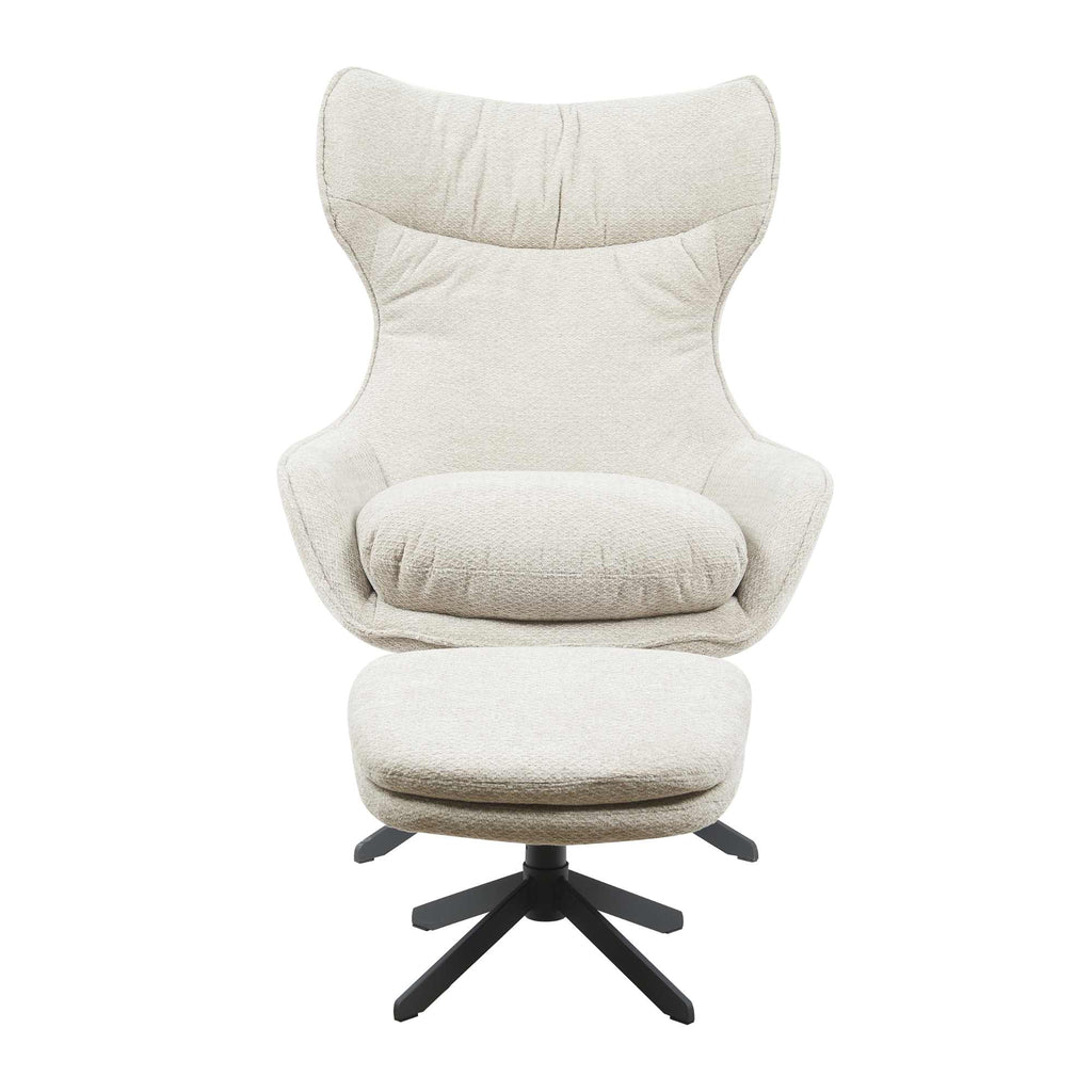 Sessel Olivia Taupe mit Hocker – Drehbarer Relaxsessel Taupe,  77×85×108 cm inkl. Fußhocker