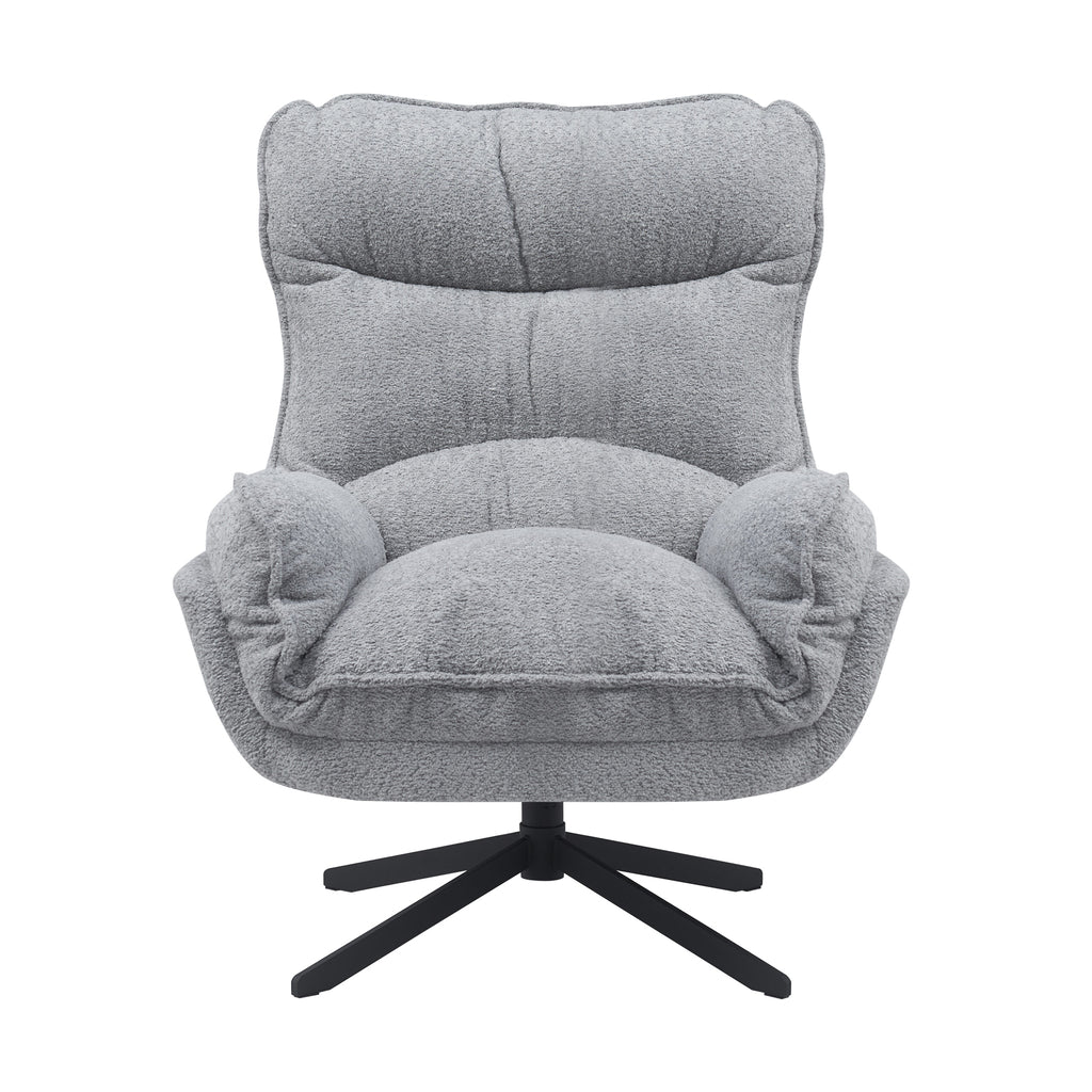 Sessel Vera Hellgrau – moderner Drehsessel mit Stoffbezug & Metallgestell, 82×95×96,5 cm