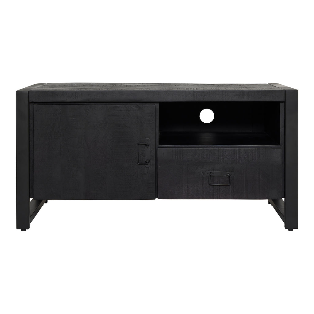 TV-Schrank Boaz Schwarz 110 cm | Eine Tür und offenes Fach