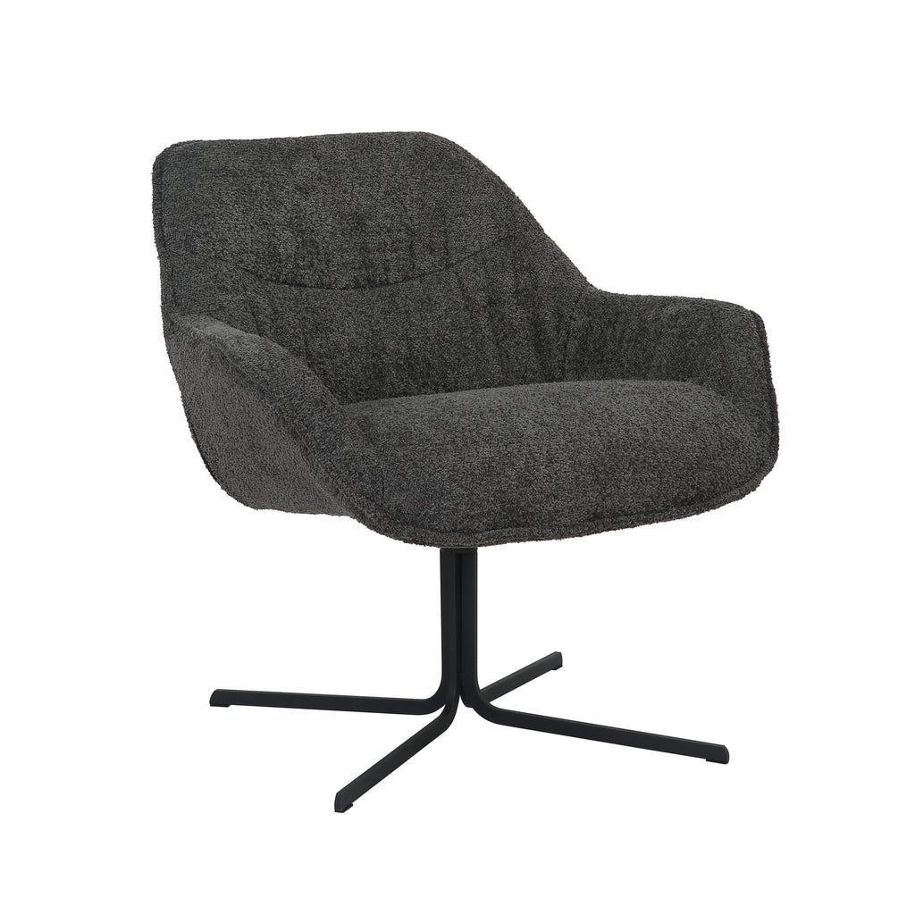 Sessel Miloo Dunkelgrau – drehbarer Polstersessel mit Metallgestell, 79×79,5×81 cm, Sitzhöhe 48 cm, Polyesterstoff