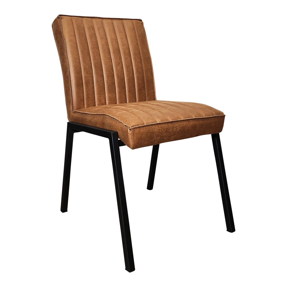 Esszimmerstuhl Molly Cognac – 2er-Set Stühle im Industrial Design mit Eco-Leder & schwarzem Stahlgestell, 52 x 65 x 88 cm