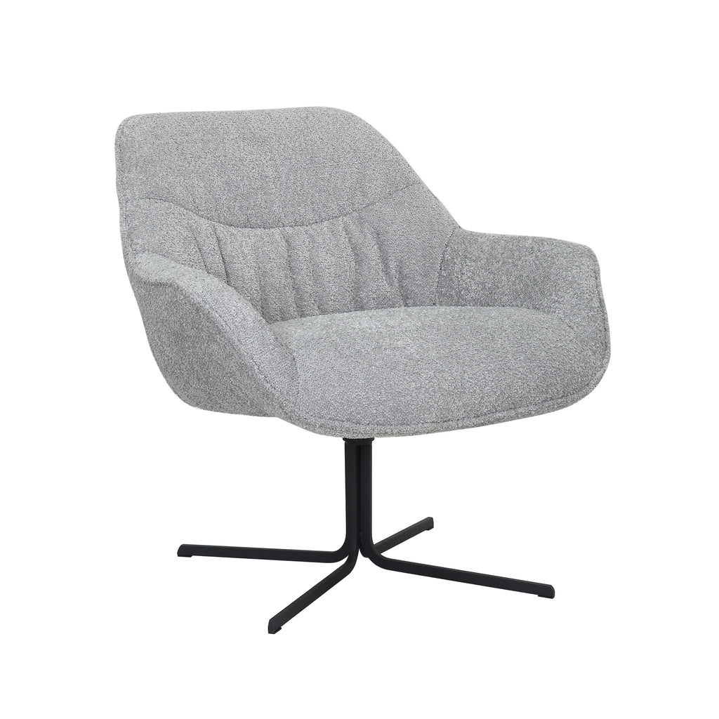 Sessel Miloo – moderner Drehsessel mit Polyesterbezug & Metallgestell, 79 x 79,5 x 81 cm, Hellgrau