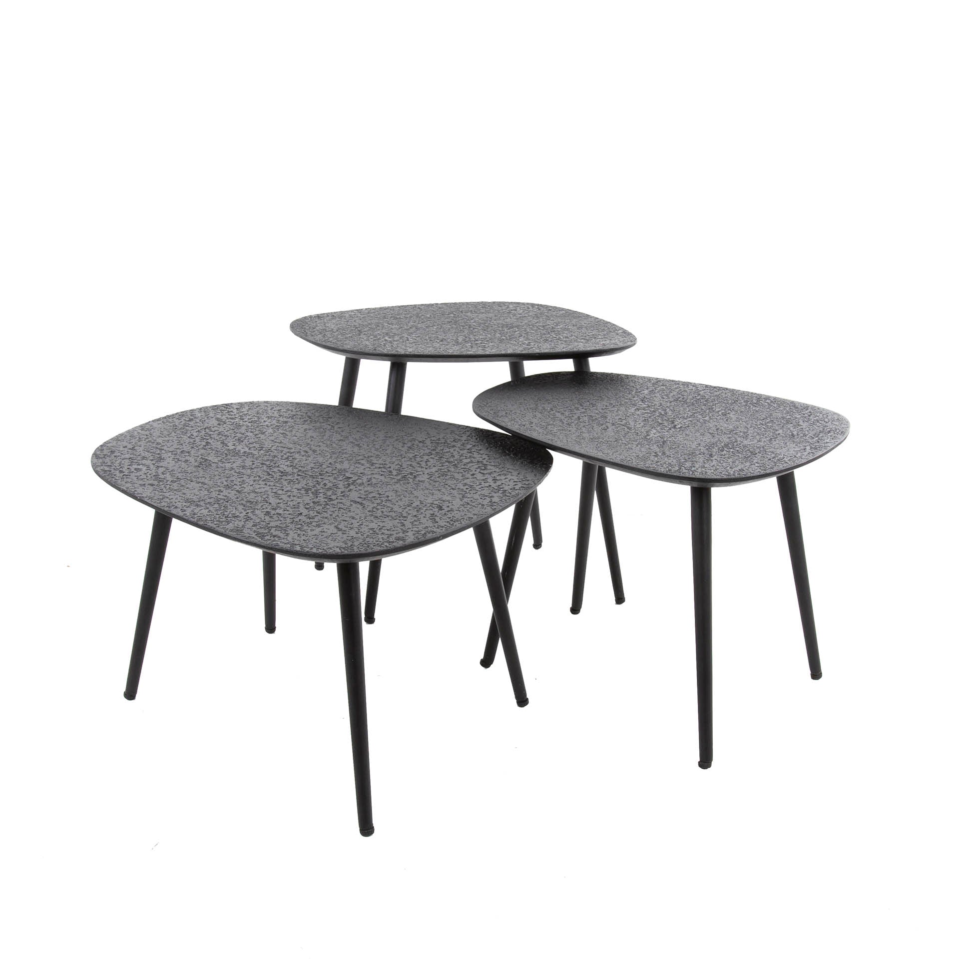 Couchtisch-Set Quadaro – 3er-Set viereckige Tische aus Metall in Schwarz, modernes Design, 62 x 51 x 36 cm