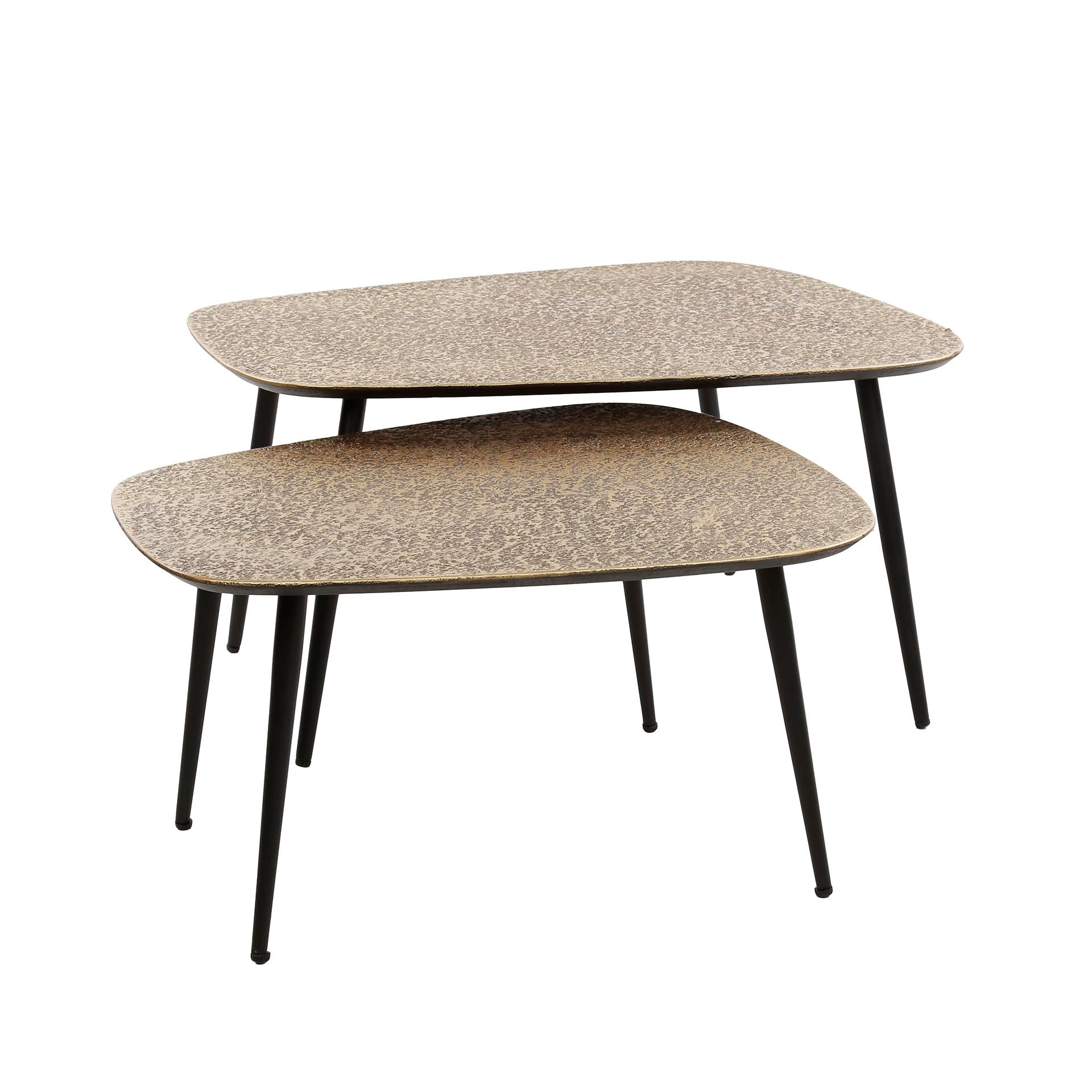 Couchtisch-Set Velano – 2er-Set XXL Tische aus Metall in Antikbronze/Gold, modernes Design, 80 x 70 x 42 cm / 66 x 58 x 35 cm