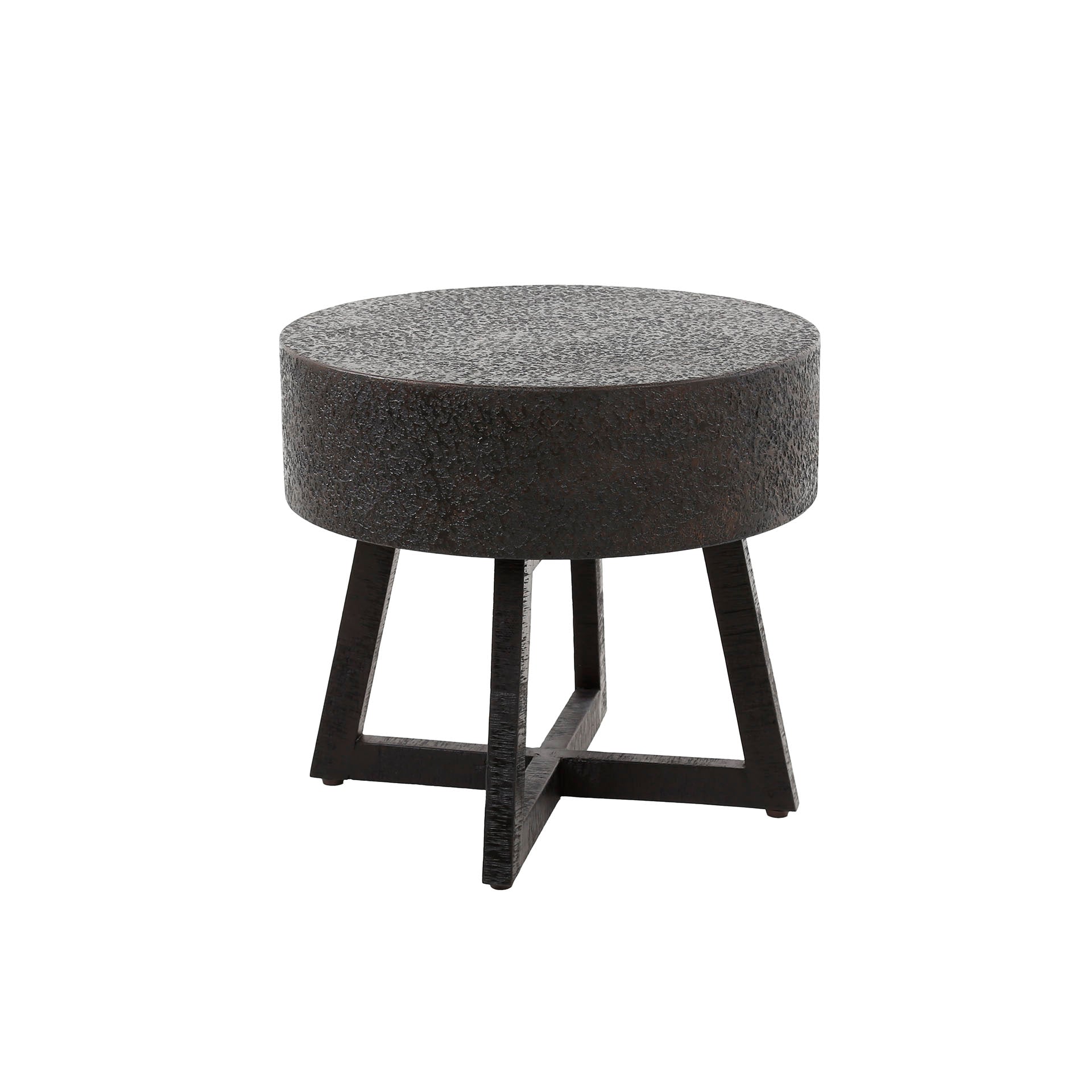 Couchtisch Castaro Ø50 cm – runder Tisch aus flüssigem Metall in Bronze-Braun mit 15 cm starker Platte, modernes Design, Höhe 46 cm