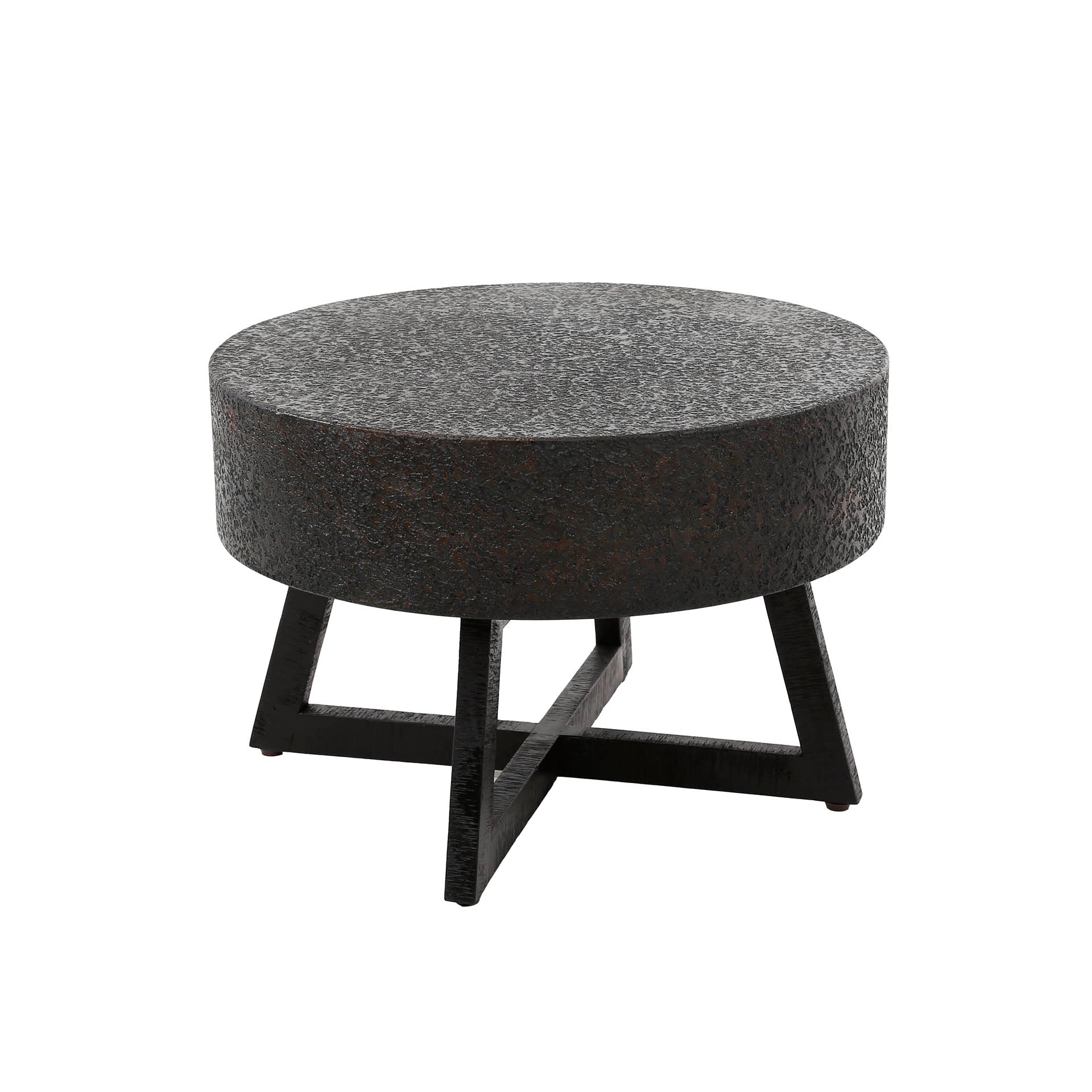 Couchtisch Castaro Ø60 cm – runder Tisch aus flüssigem Metall in Bronze-Braun mit 15 cm starker Platte, modernes Design, Höhe 41 cm