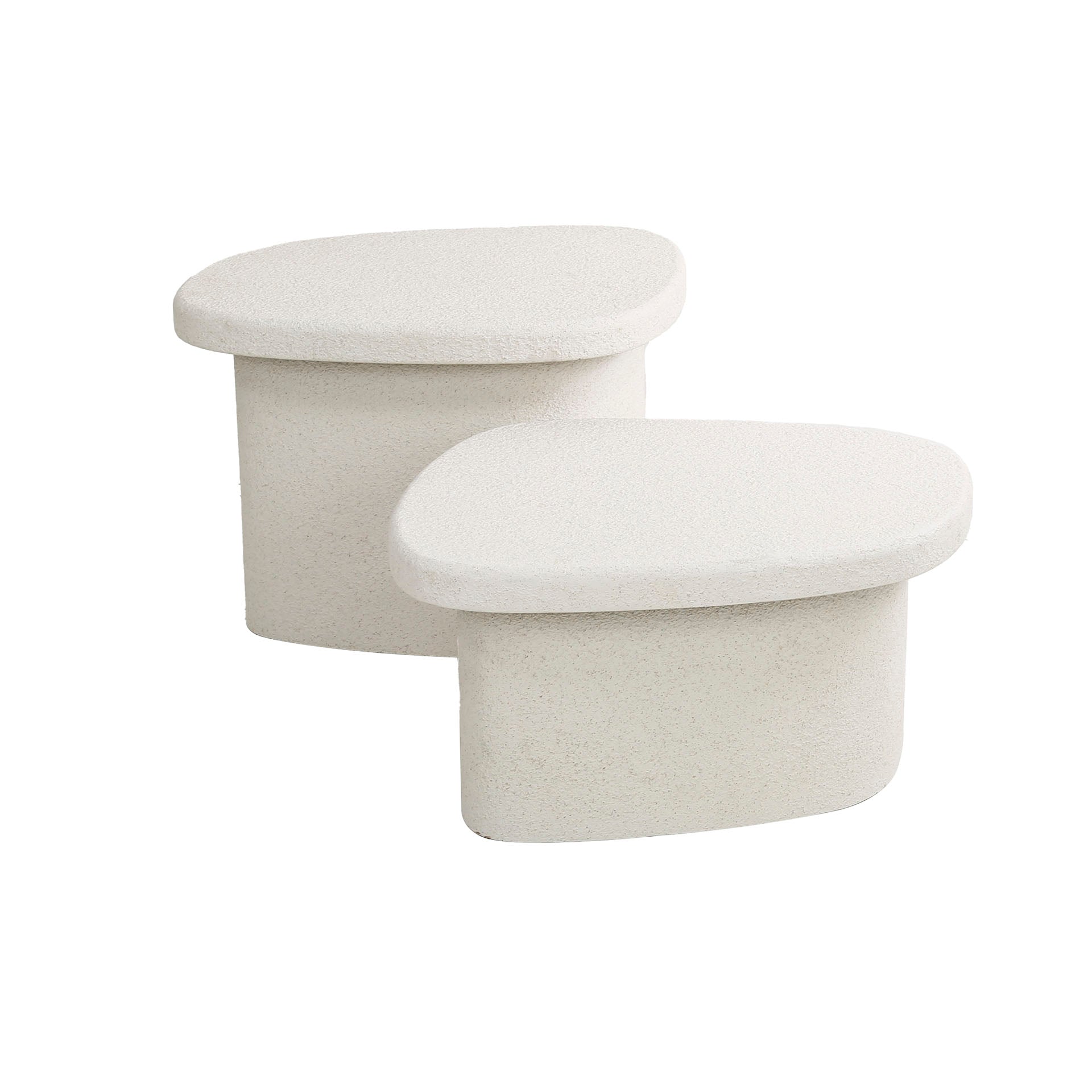 Couchtisch-Set Stella – 2er-Set organische Tische aus Marmorkomposit, modernes Design, 57 x 44 x 40 cm